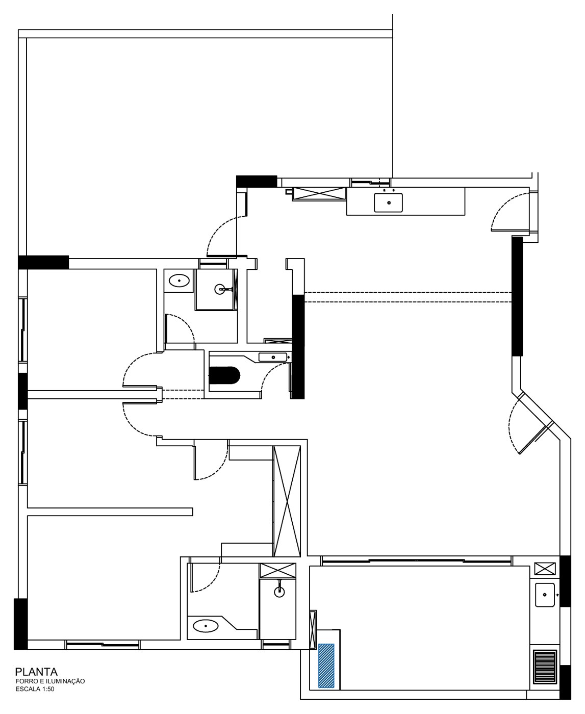 Planta do apartamento — 112 m² + garden de 33 m²